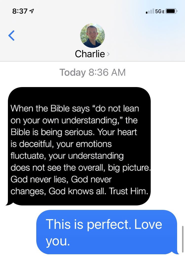 jamiequilliam's tweet photo. The grief is overwhelming at times. We lost my 24 year old niece yesterday, 3 weeks after my husband’s passing. Knowing this morning was hard, @CQuilliam22 sent me this text. I must be doing something right. https://t.co/j2DudPjeSP