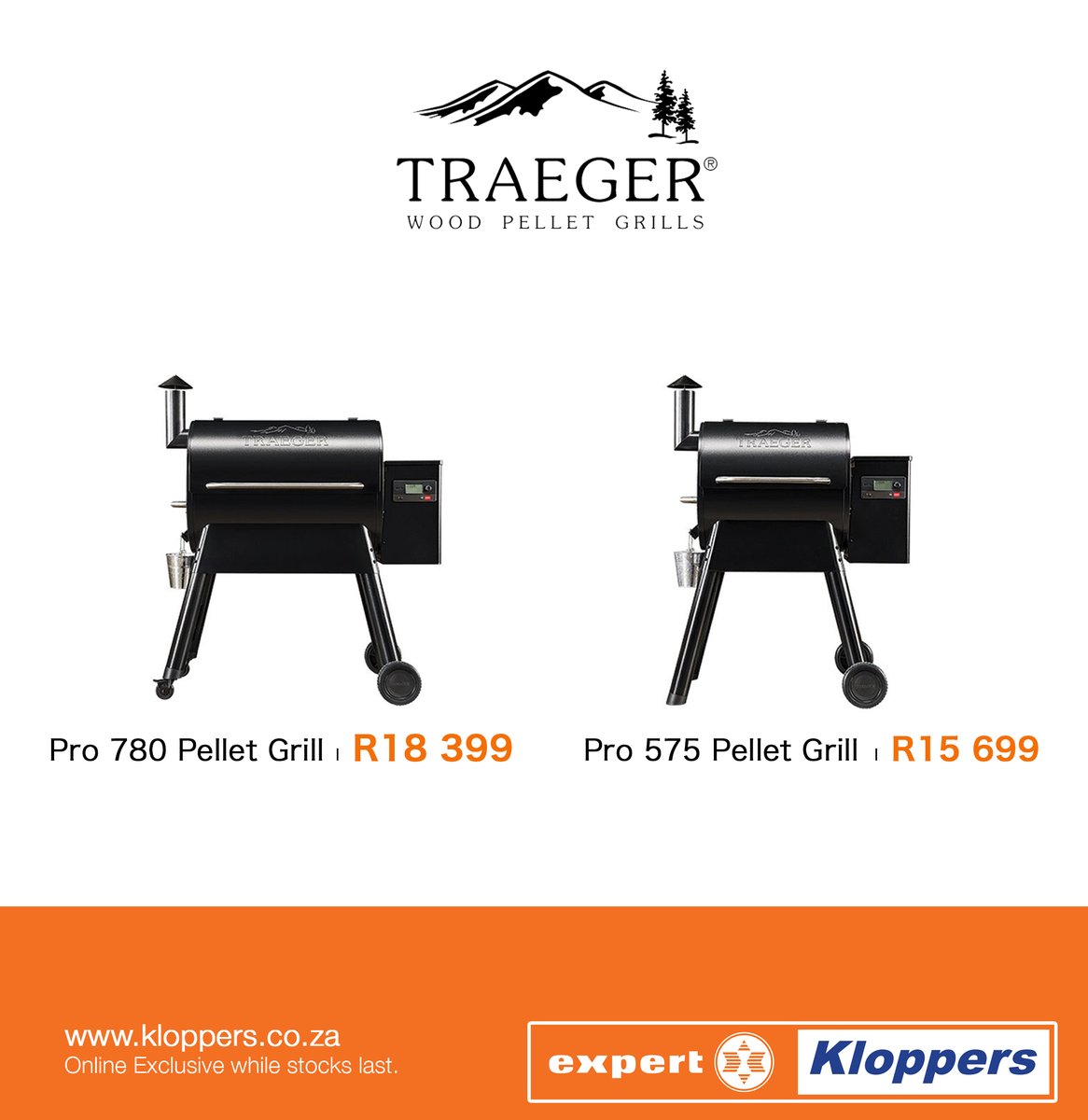 The BRAND NEW &amp; EXCLUSIVE Traeger Wood Pellet Grills with a range of pellets &amp; covers available online.  This is an online exclusive &amp; valid while stocks last. kloppers.co.za/default/catalo… #BBQ #traegergrills #traeger #braaitime