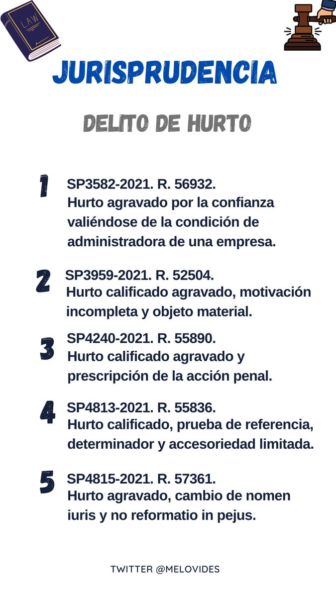 Melovides's tweet photo. Jurisprudencia delito de hurto. Enlace de consulta: https://t.co/XWenruhGXT https://t.co/BNGnsBunSW