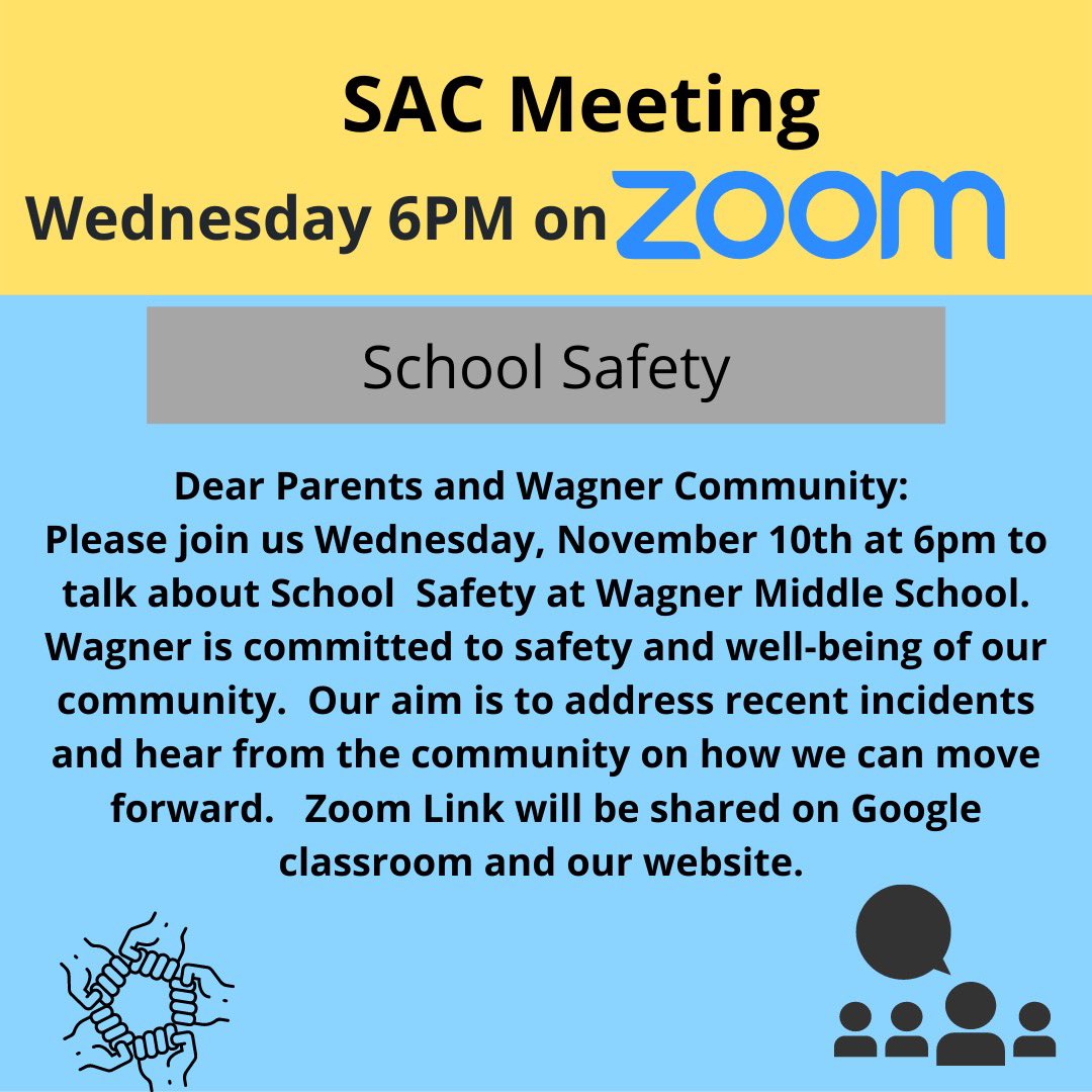 Wagner Middle School (@phlwagnerms) on Twitter photo ๐ฃ Join us on Wednesday at 6pm to have an open conversation on school safety at Wagner. Community and families are welcome to Zoom in. <a href="/fundPHLschools/">The Fund for the SDP</a> @SDPHite @JaminaClay <a href="/PPD35Dist/">PPD 35TH District</a> @CherelleParker9 <a href="/PHLfamilies/">Philadelphia Office of Children and Families</a> <a href="/newskag/">Kristen Graham</a> <a href="/PHLschoolboard/">Philadelphia Board of Education</a> ๐ฃ Join us on Wednesday at 6pm to have an open conversation on school safety at Wagner. Community and families are welcome to Zoom in. <a href="/fundPHLschools/">The Fund for the SDP</a> @SDPHite @JaminaClay <a href="/PPD35Dist/">PPD 35TH District</a> @CherelleParker9 <a href="/PHLfamilies/">Philadelphia Office of Children and Families</a> <a href="/newskag/">Kristen Graham</a> <a href="/PHLschoolboard/">Philadelphia Board of Education</a>