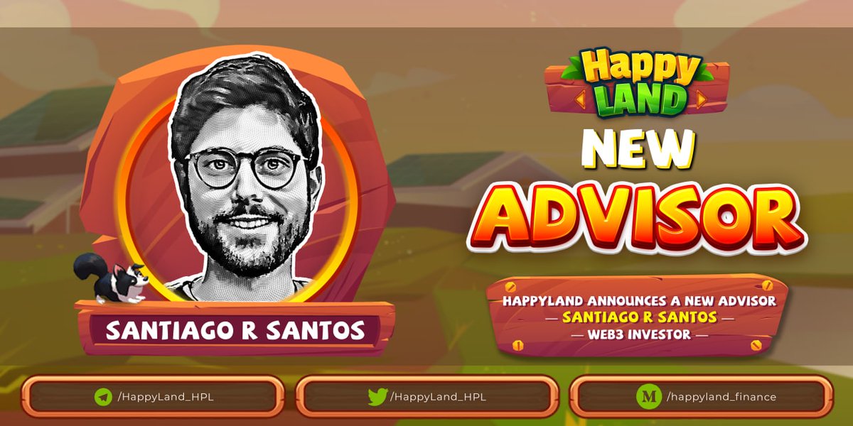 HappyLand is delighted to announce our new Advisor - Santiago R Santos - Web3 Investor (ex-ParaFi partner).With his great track record of investment and large network in crypto space, <a href="/santiagoroel/">Santiago R Santos</a>  will help us to grow our ecosystem in NFT Metaverse Games. 
$HPL #metaverse #NFT