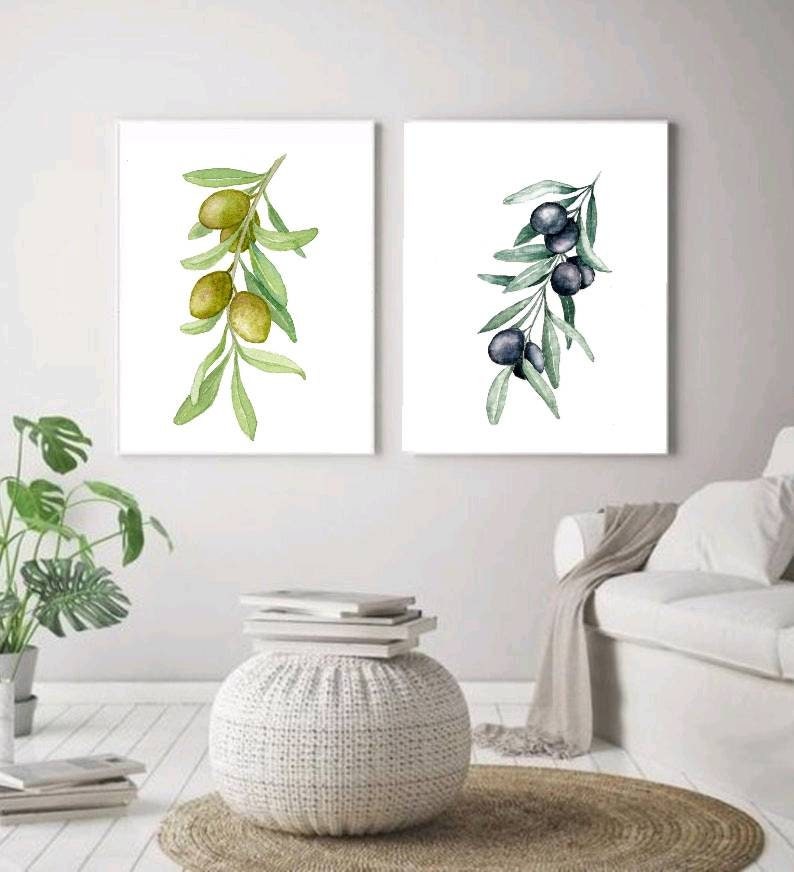 Olives print, set of 2