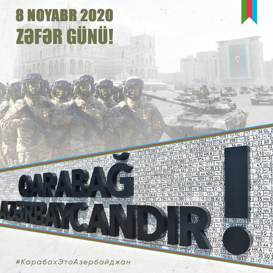 Azer55594's tweet photo. President: "This is the holiday of Victory, the holiday of courage, the holiday of justice, national pride, the holiday of national dignity"

#8NovemberVictoryDay #KarabakhisAzerbaijan #Susha #Azerbaijan #BIRvictoryday https://t.co/hn7F7Syb6z