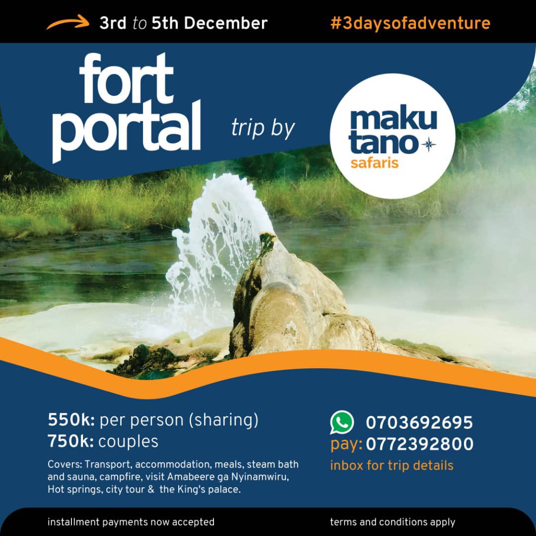 akatukunda_'s tweet photo. Fort Portal is calling ๐คฉ๐คฉ letโs do it again like we did at Ssese Islands ๐
Click the link below to WhatsApp Makutano Safaris right now to book your slot ๐๐ฝ
https://t.co/dPSc8D6eA9
#3DaysOfAdventure https://t.co/QVHIqp12pT