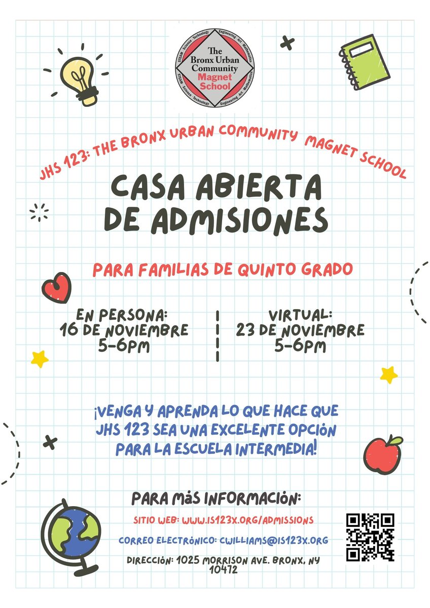 Interested in learning more about our school? Join us for our Admissions Open House events later this month! Nov. 16th: In-person, Nov. 23rd: Virtual. See attached for details. Please share!!