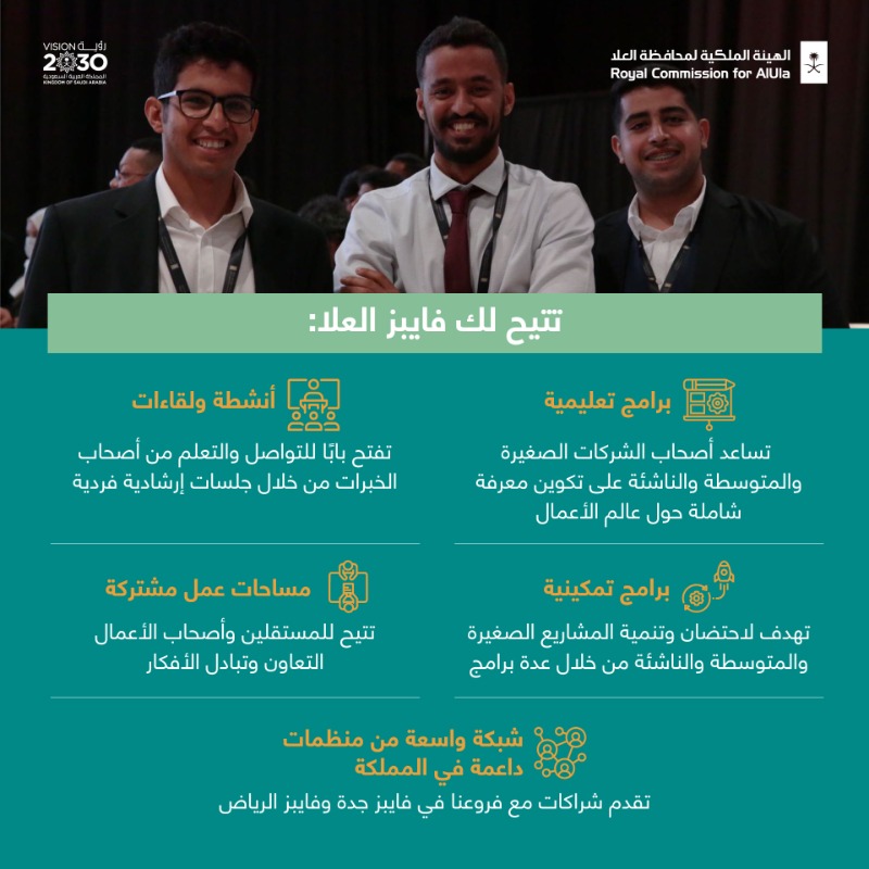 RCU_SA's tweet photo. سعيا لتمكين أبناء الوطن في محافظة #العلا وتعزيز التنوع الاقتصادي، سيوفر مركز ريادة الأعمال @VibesAlUla قريبًا برامج بناء القدرات وورش العمل والفعاليات بهدف تسريع التنمية الاقتصادية والمهنية في جميع القطاعات