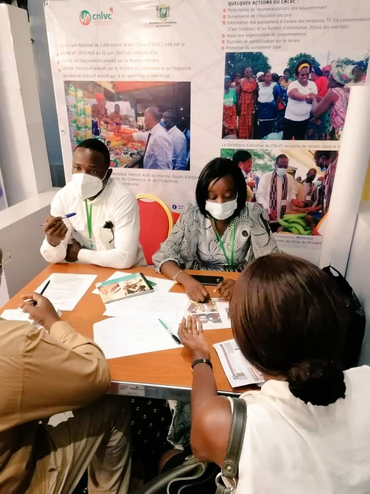 CNLVC_CI's tweet photo. Vous pouvez toujours visiter le stand du Conseil National de Lutte contre la Vie Chère à la Journée National du Partenariat à l'hôtel Ivoire. 
C'est Ensemble que nous luttons contre la Vie chère.
@mci225
@RanieBah
#MinistèreduCommerce 
#CNLVC
#jnp2021 https://t.co/cUEEXpHdAw