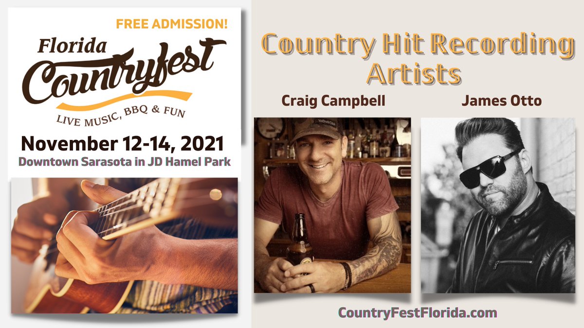 Florida Countryfest November 12-14, 2021 is the ultimate destination for the best outdoor country music! 🎼 Featuring live music, arts, crafts, rock wall, bounce house, &amp; lots of family fun in JD Hamel Park, downtown Sarasota!! Admission is FREE. #FloridaCountryfest2021
FRID...