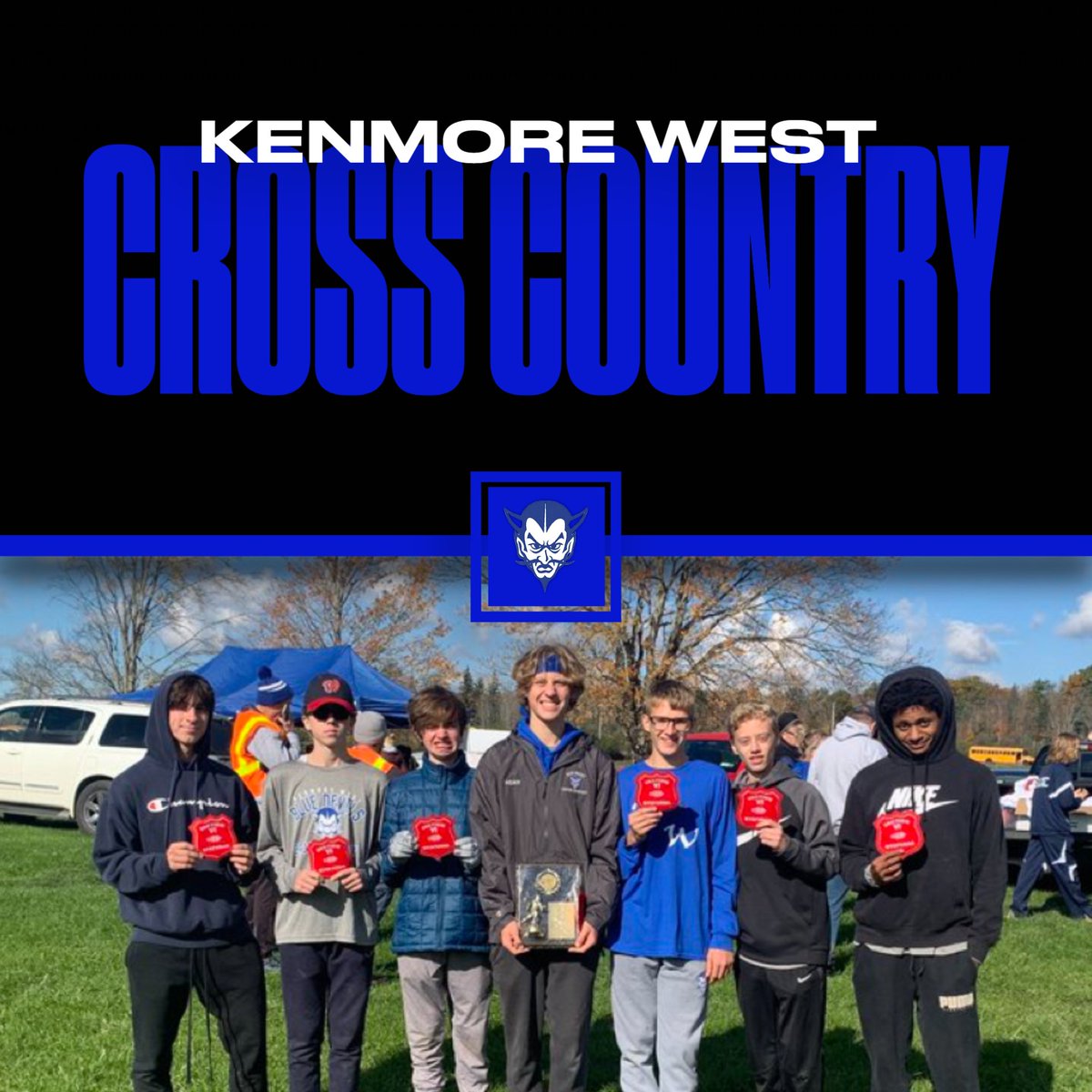 KenTonAthletics's tweet photo. Congratulations to Kenmore West’s boys Cross Country team who finished 2nd in the Class B1 Section VI Championship. #GoBlueDevils https://t.co/ZP7sI3aEzg