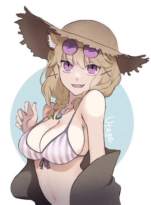 #アークナイツ版深夜の真剣お絵かき60分一本勝負 
水着ウタゲ +30分 