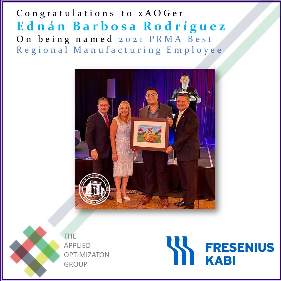 AppliedOptUPRM's tweet image. Congratulations to AOGer Ednán Barbosa @ednanj21 !!!
#AOGachievers #UPRM #UPRMEngineering @FreseniusKabi