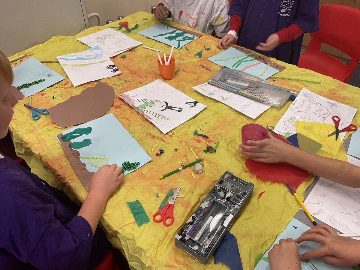 WhetstoneYear6's tweet photo. Year 6 are busy using a range of materials to create their own underwater collages. They have used the illustrations in our class book ‘The Hidden Forest’ for inspiration. https://t.co/h36aB5RfyP