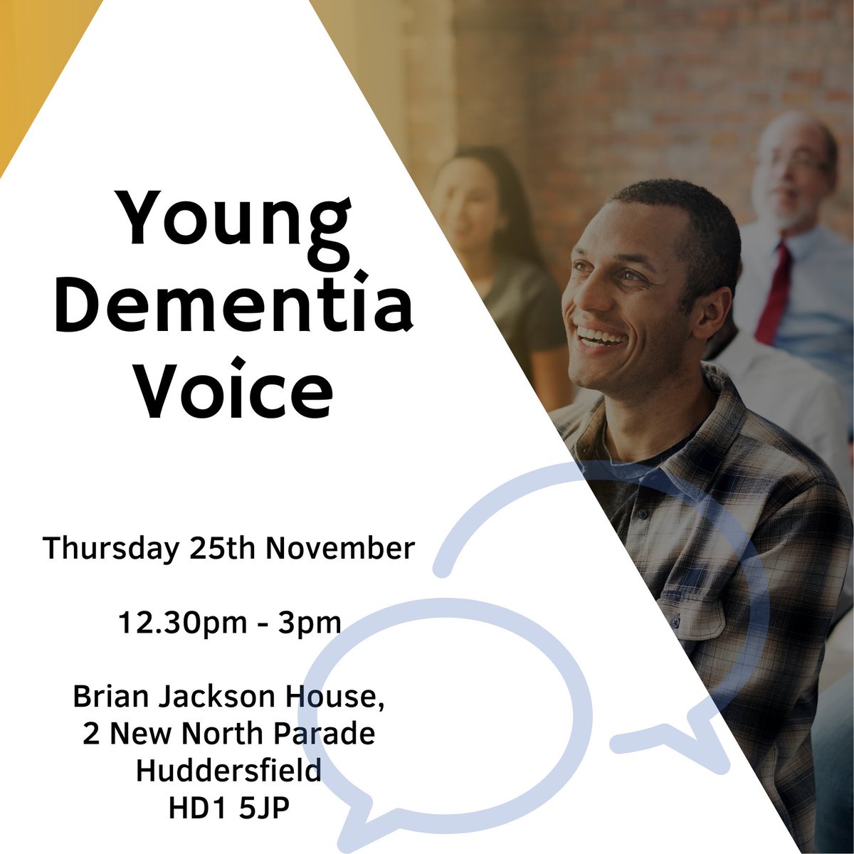 KDH_Dementia's tweet photo. If you are living with dementia, under the age of 65 or caring for someone with Young Dementia. 

Join us on 25th November! 

Tickets: https://t.co/FalSpRsQWP 

@AgeUKCK @KirkleesCouncil @CLKirklees @Mencap_Kirklees https://t.co/TNHkeyy6M8
