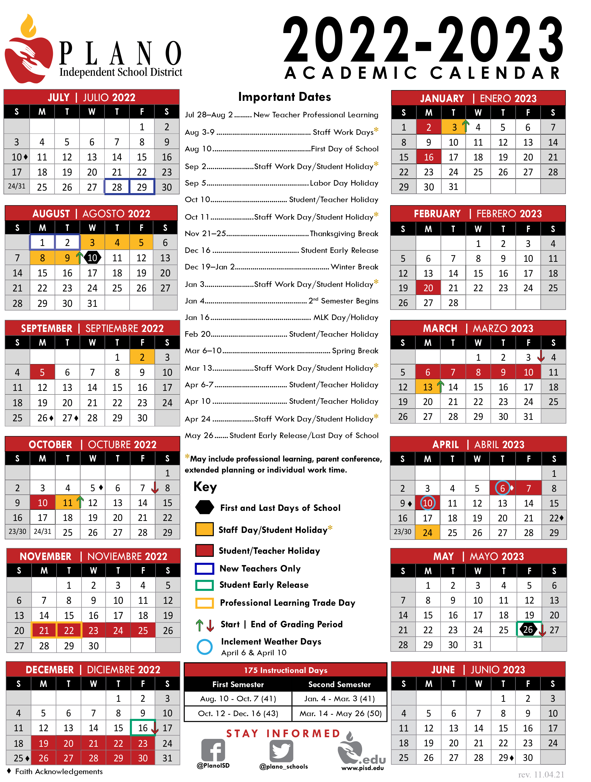 Pisd 2022 2023 Calendar Jackson Elementary (@Jacksonplano) / টুইটার