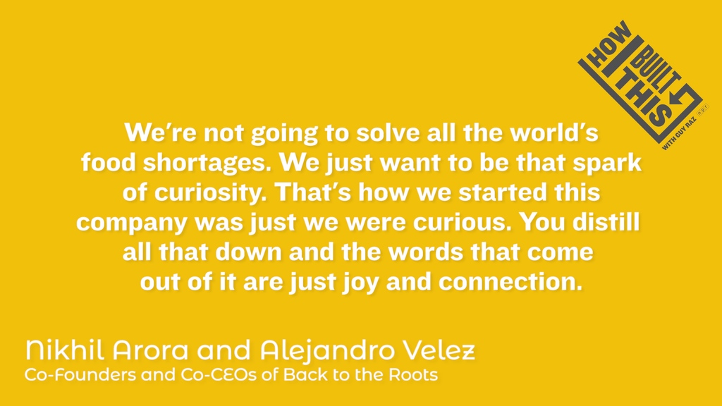 In 2009, <a href="/NikhilArora/">NikhilArora</a> &amp; <a href="/VelezAlejandro/">Alejandro Velez</a> learned that you can grow a healthy crop of mushrooms on used coffee grounds. They used that idea to launch <a href="/BacktotheRoots/">Back to the Roots</a> which has become the fastest-growing organic gardening brand in the U.S.

Listen here: npr.org/2021/11/05/105…