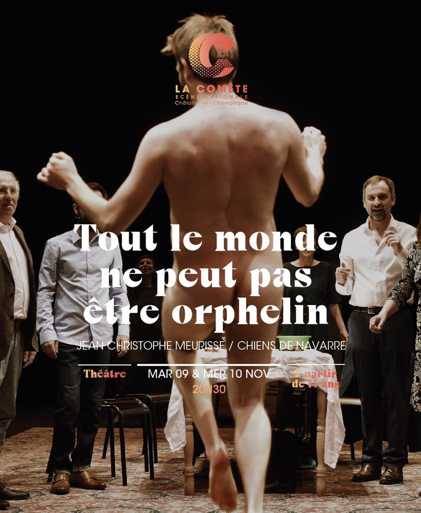 #THÉÂTRE] De retour à La Comète !! TOUT LE MONDE NE PEUT PAS ÊTRE ORPHELIN / cie Les Chiens de Navarre / Jean-Christophe Meurisse🐕💣🤩 Rdv mar 9 + mer 10 nov 20h30 + d'infos ici ➡️ la-comete.fr/programmation/…
<a href="/JCMeurisse/">JC Meurisse</a>