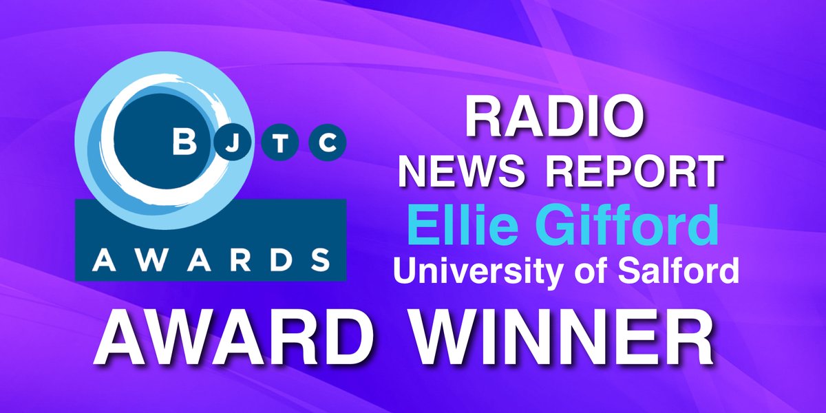 BJTC_UK's tweet photo. Congratulations to @EllieGifford7 from @UoSJournalism for scooping up the prize for Best Radio News Report at the #bjtcawards with @AduduTrish. Listen to her piece here: https://t.co/9tLWihZvoQ https://t.co/q2xOxkKjhg