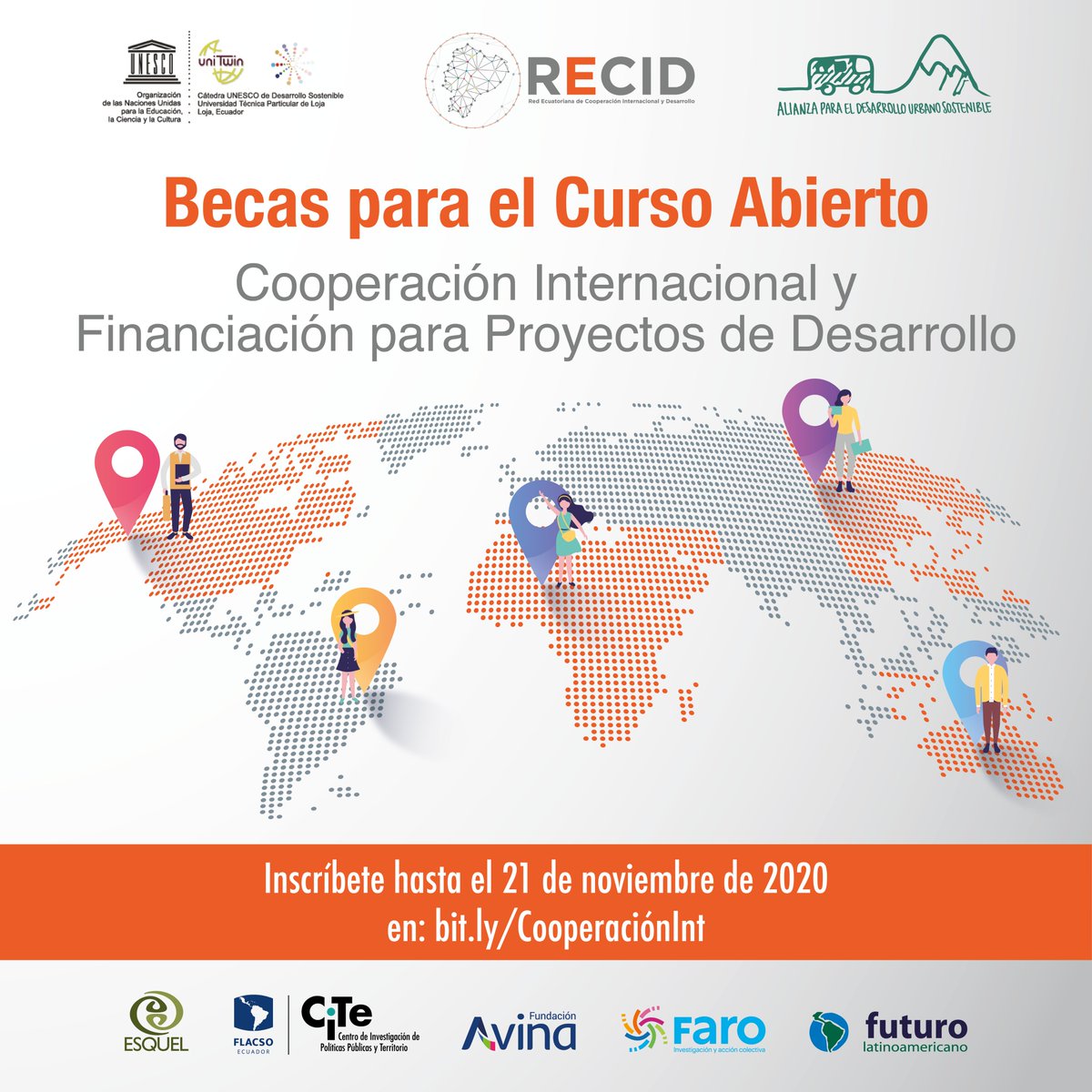 #Postulación #Ecuador | Becas para la 2da Edición del #Curso #Gratuito de #CooperaciónInternacional y Financiación de Proyectos de Desarrollo. 

✅ Inscríbete hasta el 21 de noviembre a través del siguiente link: bit.ly/CooperaciónInt
👉Más información: bit.ly/CursoRECID