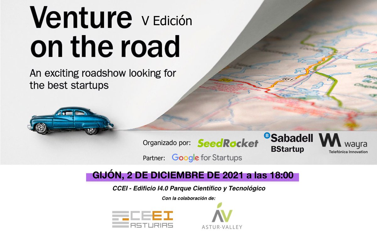 Atención #startups asturianas ⚠️

📍El 2 de diciembre #VentureOnTheRoad 🚙 llega a Gijón

Una oportunidad de oro para presentar vuestros #proyectos delante de #inversores 💰y lanzar vuestro proyecto al éxito🚀

Inscripciones hasta el 23 de noviembre🔗 seedrocket.com/v-venture-on-t…