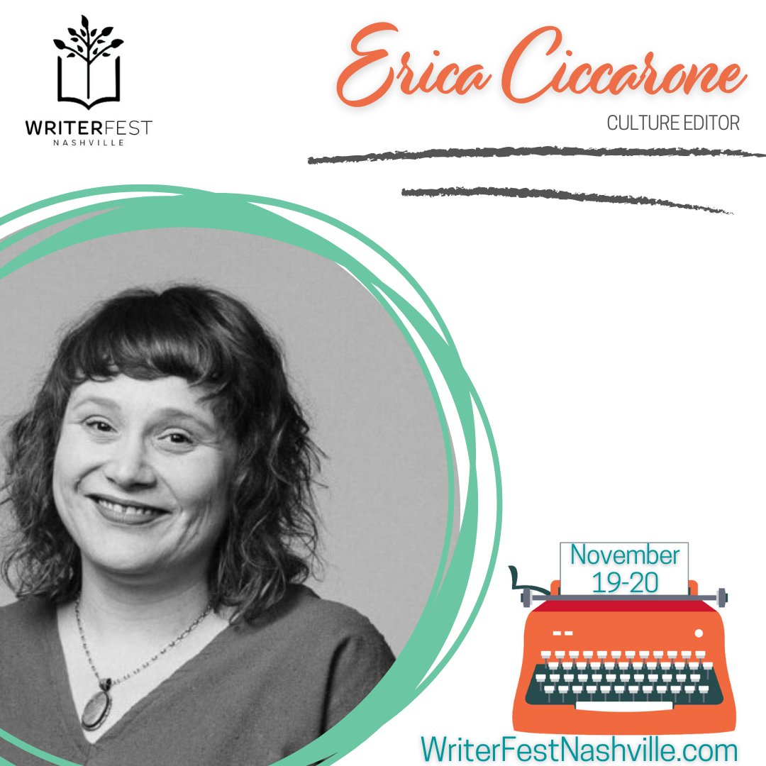 WriterFestNSH's tweet photo. Erica Ciccarone is a writer of fiction and nonfiction living in Nashville. She is Culture editor for the Nashville Scene. She holds an MFA in creative writing from the New School and has published her fiction in Epiphany, ThisRecording, and H.O.W. Journal. https://t.co/zgsxtHWurx