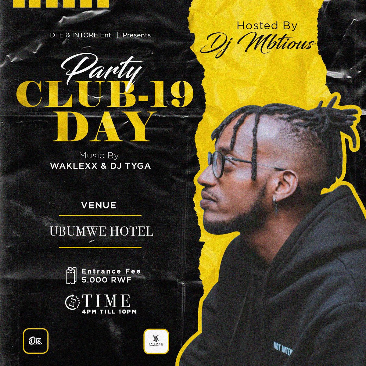 BruceIntore's tweet photo. A quick warm up on Thursday #Club19 if you enjoyed it during confinement @waklexx is here to give you a show alongside @djtyga250 and your fav @djmbtious #Dte #Intoreent https://t.co/8YspHWRuoR