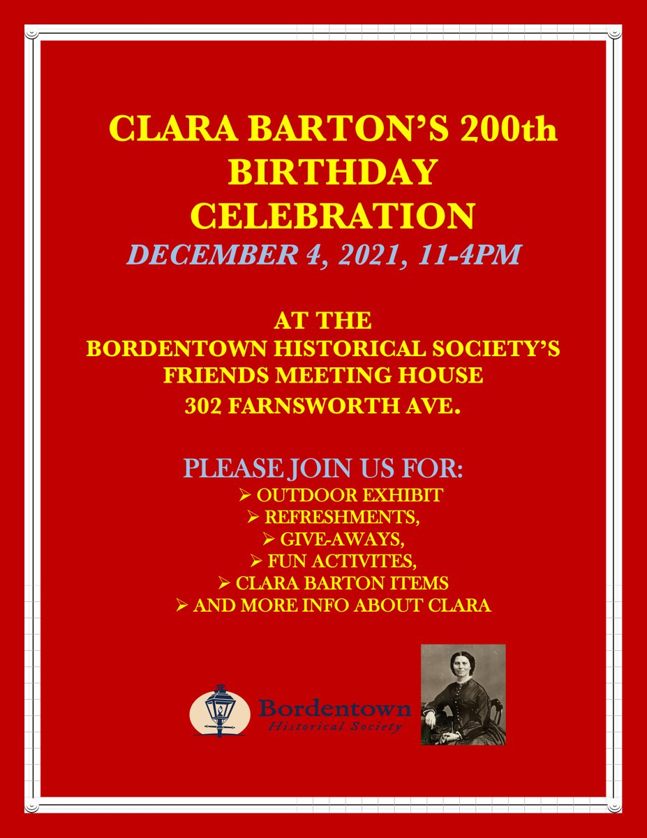 DIRECTORCDA's tweet image. Celebrate Clara Barton's 200th Birthday in December.