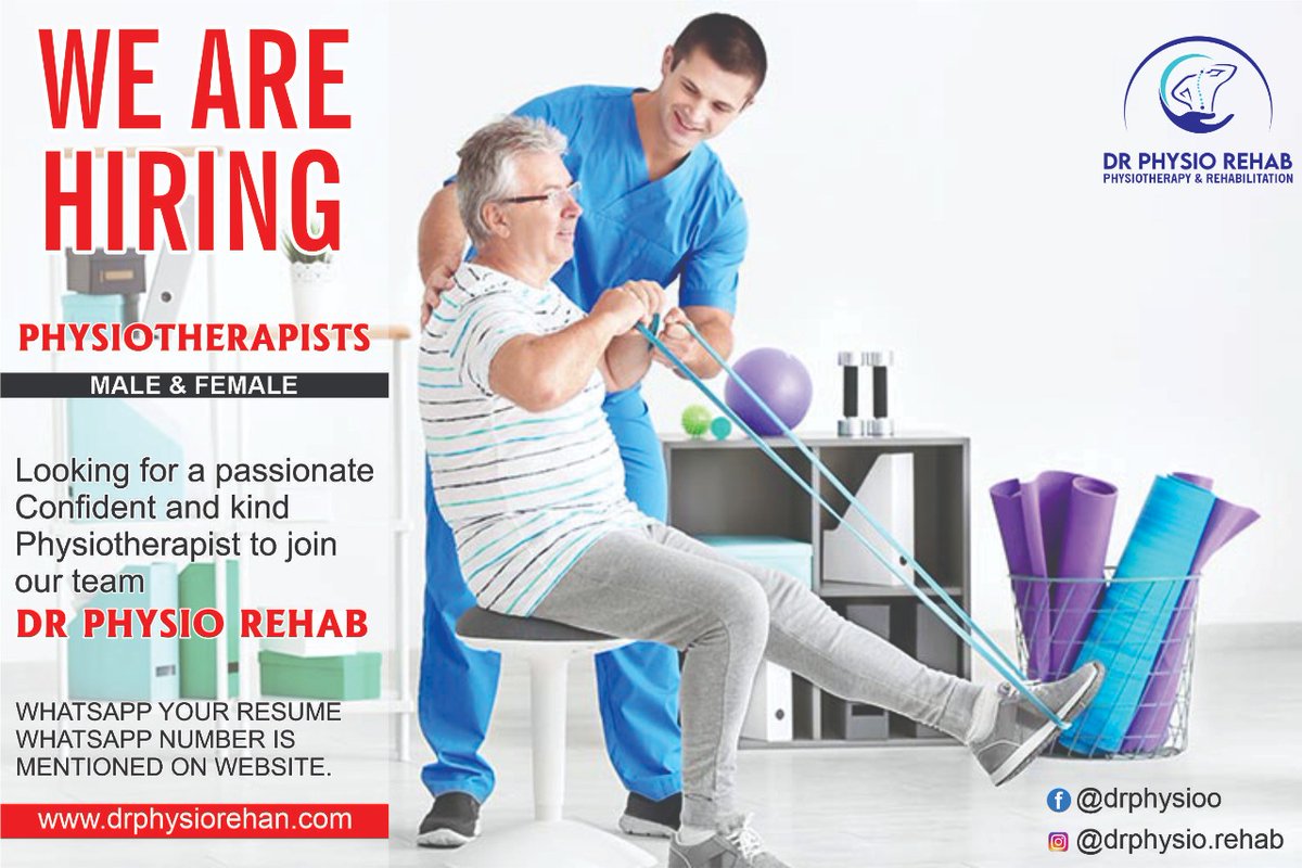 𝙅𝙊𝙄𝙉 𝙏𝙀𝘼𝙈 𝘿𝙍 𝙋𝙃𝙔𝙎𝙄𝙊 𝙍𝙀𝙃𝘼𝘽
We're Hiring Passionate, Confident and Kind Physiotherapist looking to make an impact.WHATSAPP YOUR RECENT RESUME. WhatsApp number is mentioned on our website drphysiorehab.com
📍 Soan Garden,  Islamabad