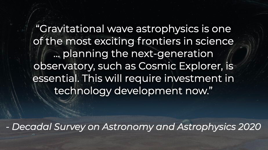 Cosmic Explorer (@cosmicexpgw) on Twitter photo .<a href="/CosmicExpGW/">Cosmic Explorer</a> has received a strong endorsement in the #Astro2020 decadal survey. Great news for the future of gravitational-wave astronomy! .<a href="/CosmicExpGW/">Cosmic Explorer</a> has received a strong endorsement in the #Astro2020 decadal survey. Great news for the future of gravitational-wave astronomy!