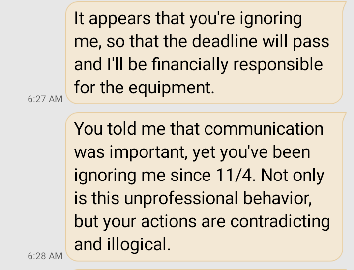 IAMKeashaBell's tweet photo. @Centene  My former hiring supervisor Javier Guevara(Woodland Hills), has ignored all attempts of communication from myself and @Aerotek. I've been trying to return the equipment since 11/4. I feel like he is attempting to make me financially responsible for the equipment. https://t.co/PAGSIvZcNK