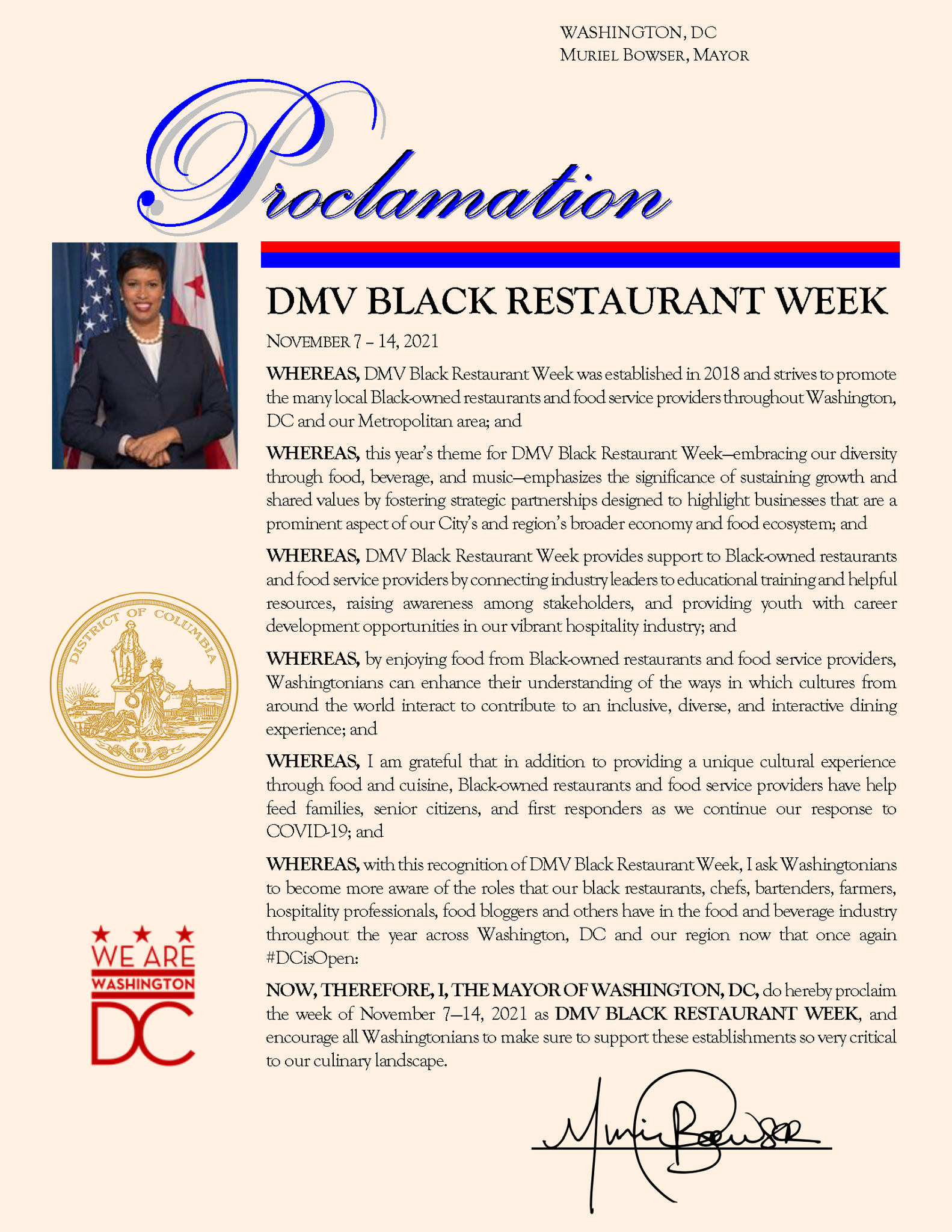 Mayor Muriel Bowser on Twitter "I'm excited to officially proclaim