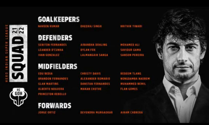 GoaAnalysis's tweet photo. FC Goa ISL squad for 2021-2022

#IndianFootball #FCG #FCGoa #Fcgoa #ISL #HeroISL #ISL8 https://t.co/UloyNrZheU