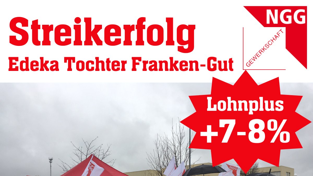 Die Beschäftigten der #Edeka Tochter Franken-Gut im sächsischen #Mockritz können sich über deutliche Lohnsteigerungen freuen. Mehr als 8% für die unteren Lohngruppen. Ein 5-stündiger Warnstreik brachte den Durchbruch.
ost.ngg.net/artikel/2021/s…
