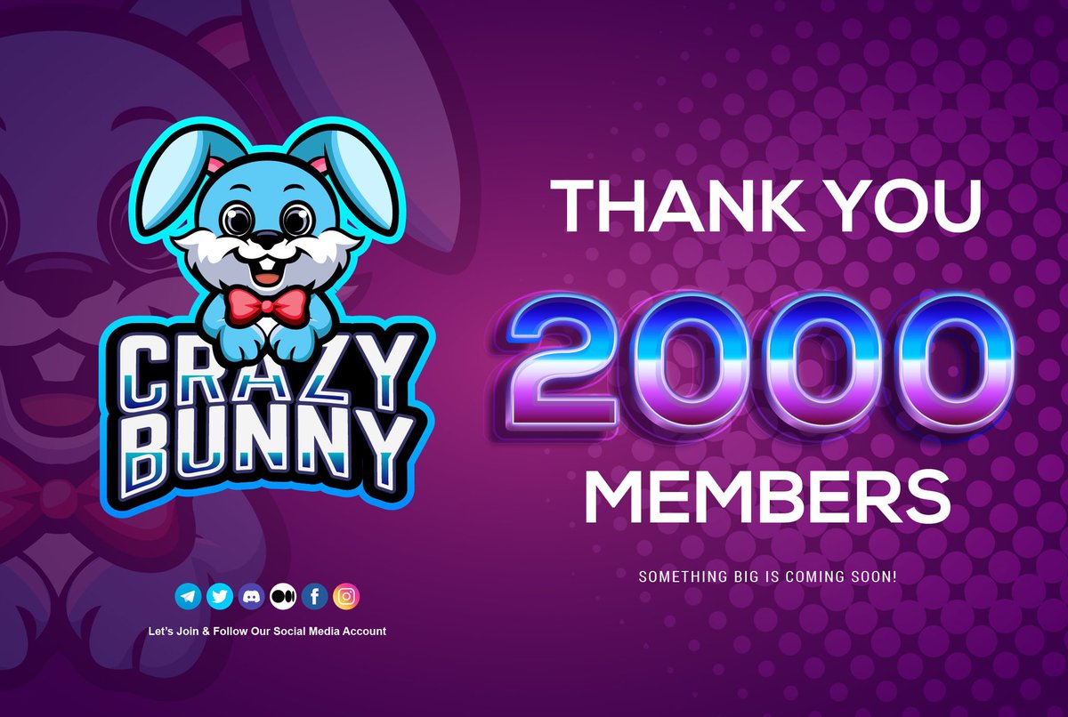 crazybunny2021's tweet photo. Our Telegram Group reached 2000 members 👏👏👏

THANK YOU for being a part of Crazy Bunny’s Family. Stay tuned for our announcement of next events. 😉

#CrazyBunny #CBUNNY https://t.co/GSrfMEdBfo