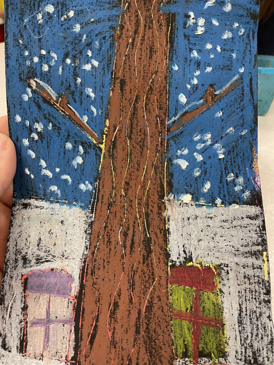 SCES_Resource's tweet image. 2nd grade is adding oil pastel to their scratch art trees! Students picked which season their tree was in and which colors/details to represent their season! @SCESStars @CCPSVISARTS @ccpsinfo