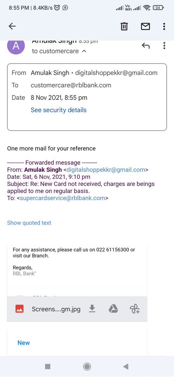 SinghAmulak's tweet photo. @RBLBankCares Did that to this mail id too. Lets see what your team is going to do. Earlier mail were also not replied by your team. They said me to go to customer care. https://t.co/wIin8YYkt7