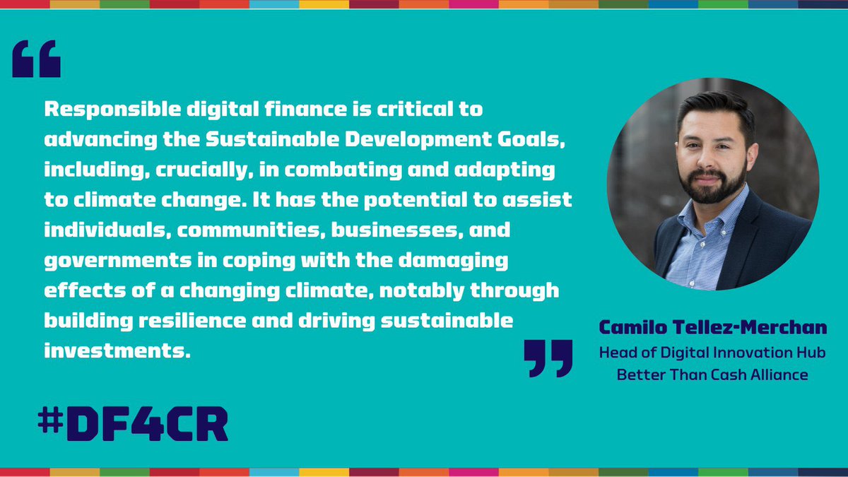 Cam_Tellez's tweet photo. Digital finance is fundamental in preparing for the damaging effects of #climatechange. #DF4CR framework provides actionable steps to harness #digitalfinance against the foremost threat to the 🌎: https://t.co/X10bO6Py90
#TogetherForOurPlanet #COP26 @BFAGlobal @BetterThan_Cash https://t.co/LxSGPYzvw0