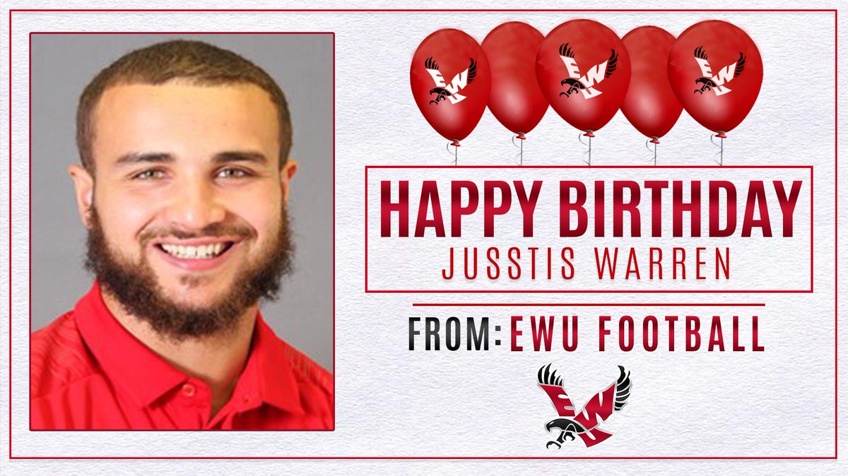 EWUFootball's tweet photo. Happy 2⃣5⃣ Birthday to Eagle Linebacker @jusstiswarren !!
#ProtectTheRed #OFOM #GoEags https://t.co/JpLsvRWQoH