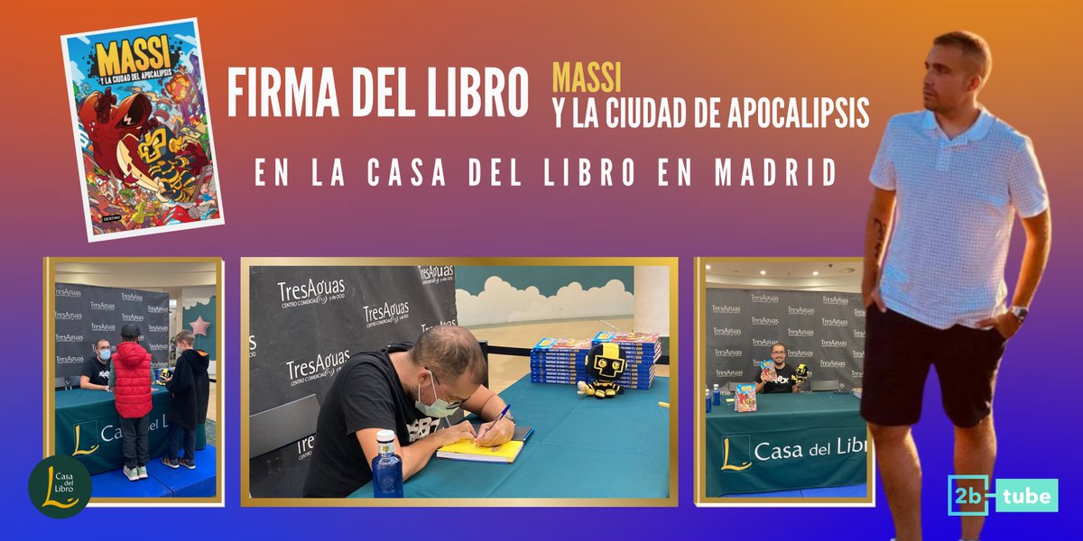 2b's tweet photo. ¡Primera firma de libros de nuestro #2btuber @massigtr 😍 Este fin de semana, sus seguidores han podido acudir a la firma de su libro 📕 "Massi y la ciudad del Apocalipsis", en la @casadellibro del Centro Comercial @TresAguas en Alcorcón (Madrid) https://t.co/vTh3dejvcT