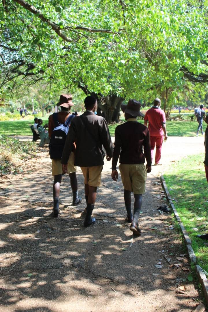 MarandureR's tweet photo. Mt Pleasant students walking through Harare Gardens @CcosaZ @mswathikangwane @SautiLazarus https://t.co/cqtTJiKES5