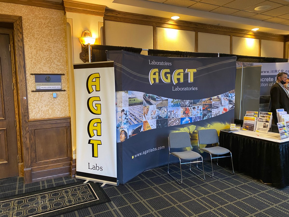 AGATLabs's tweet photo. Attending the Tailings and Waste Conference at the Fairmont Banff Spring? Our AGAT booth is all set and ready to receive you. We are at booth 37, right by the Van Horne Ballroom; you can’t miss us! #Tailings #TailingsManagement #Mining #RockProperties #LaboratoryServices #Banff https://t.co/M7K94cMDY0