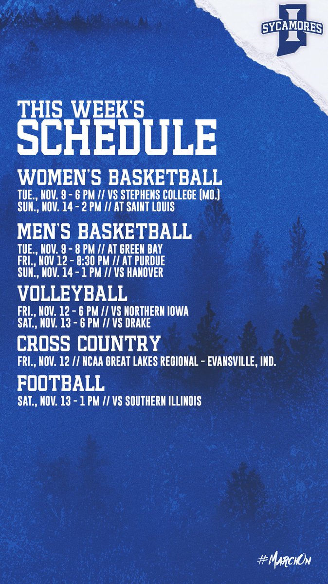 IndStAthletics's tweet image. It's a busy week for Sycamore Athletics 🤩
#MarchOn