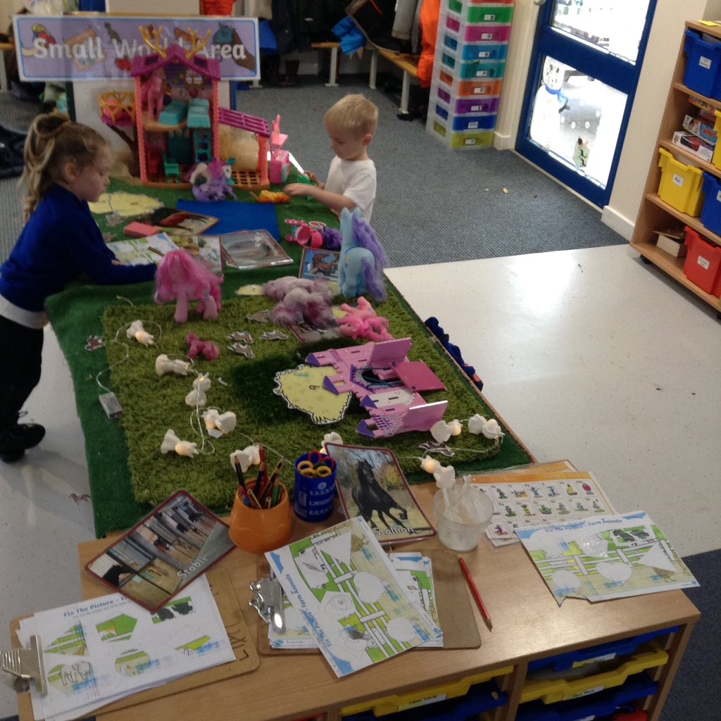 latimerprimary's tweet image. #EYFSEAD #EYFSCL using imaginations and speech to make up stories or create rainforest pictures by choosing from materials on offer, #EYFSPSED working together to share toys - creating a joint outcome #EYFSLiteracy searching for toys and sorting according to initial sounds learnt
