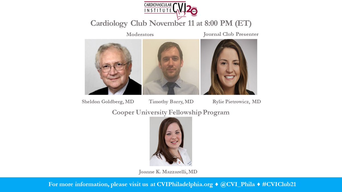 So, you think you want to be a cardiologist? Join us on Nov. 11 @ 8pm (ET) featuring Cooper University's Fellowship Program with Director, Dr. Joanne Mazzarelli, MD. Registration is free: tinyurl.com/veu4988e