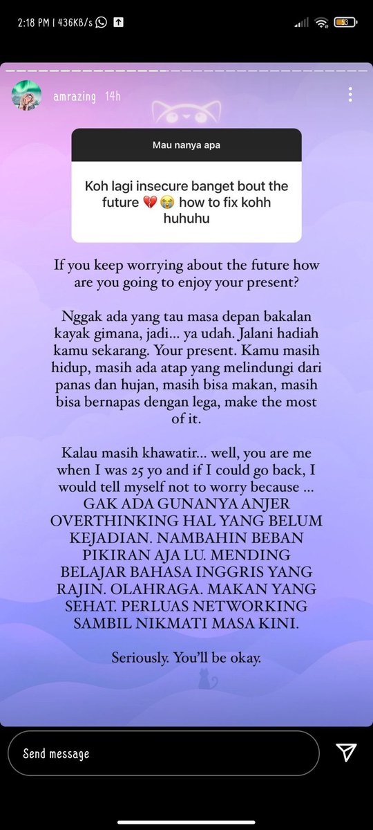 dhiniakbari's tweet photo. seharian ini insekyur parah tentang future..Terutama (lagilagi) urusan finansial dan future plan. and then this hit me. Thx @aMrazing for writing this. https://t.co/gHd6r2CGJA