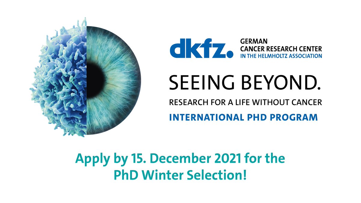 Apply now for the Winter Selection of the International #PhD Program at the German Cancer Research Center #DKFZ, covering all areas of #cancerresearch, including #datascience, #bioinformatics, #epidemiology, #physics. To apply for your #PhDatDKFZ visit ➡️ bit.ly/3BTIqUj