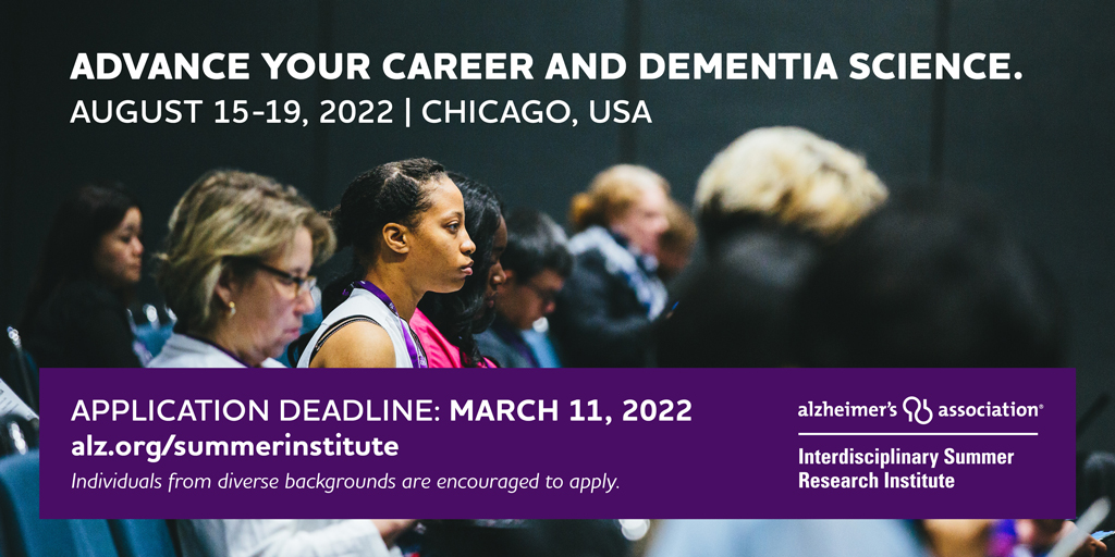 ISTAART's tweet photo. Applications for the @alzassociation Interdisciplinary Summer Research Institute are due 3/11. Learn more about this great no-cost opportunity to advance your career &amp; dementia research. Individuals from diverse backgrounds are encouraged to apply. https://t.co/Tltr9KtEcd https://t.co/uPxfOxIQEY