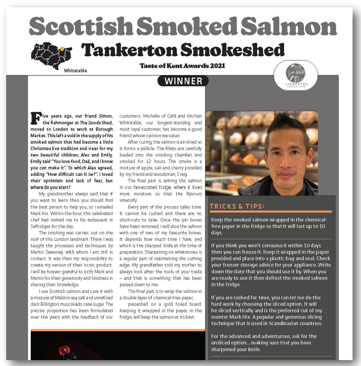 TasteKentAwards's tweet photo. Tankerton Smokeshed won Kent Prepared Food Product of the Year 2021 with their Smoked Salmon

Read their story here: https://t.co/Eg1CDb4M43 - you'll find loads more stories &amp; recipes from all the finalists &amp; winners too. 

#TOKA21 #helpkentbuylocal
@Tankertonsmokes https://t.co/cJ9IvcRWrA