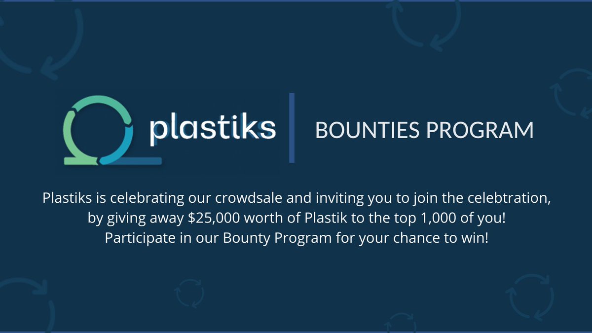 We are doing a second bounty, and this time increasing the reward by having 1000 winners. 
The higher you are ranked in completing the tasks, the more you can win! 
Good luck! 🚀
plastiks.io/bounties/

#Bounty #Plastiks #BSC #NFTs