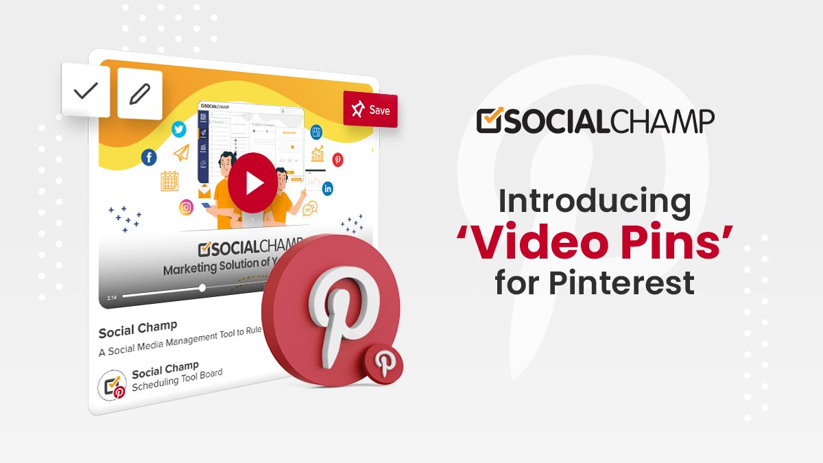 SocialChampSays's tweet photo. The much-awaited "Video Pins" is here 🎉 

We'll now facilitate video pins that can easily be scheduled with Social Champ. 
In case, you can't view this, keep an eye on this link and your country will surely be next 📌
https://t.co/Xk2h0oSXoP

#VideoPins #PinterestUpdates https://t.co/4IbjUTfT2u