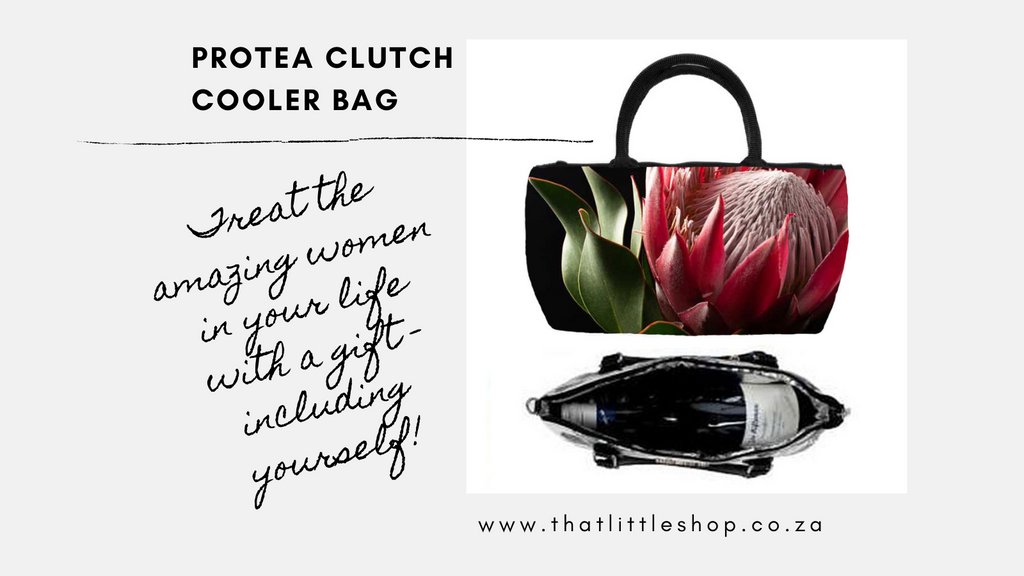 Arrive at your next “Bring Your Own Drinks” event in style with this Protea Clutch Cooler Bag.

#thatlittleshop #decor #homeware #gifts #winecooler #winecoolerbag #winecarrierbag #protea #coolerbag #christmasgift #madeinsouthafrica #shoplocalsa
